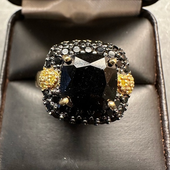 Black Spinel 18k Yellow Gold Over Silver Ring 5.69 CTW. Ring Size 9.5 - Picture 7 of 7